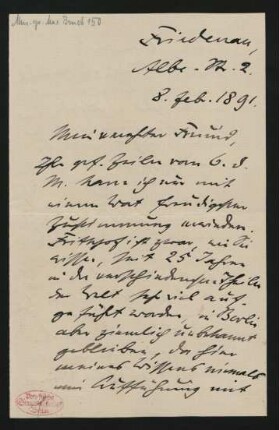 Brief an Philipp Spitta : 08.02.1891