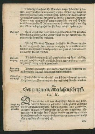 IX. Von purgieren/ Aderlassen/ schrepffen/ &c.