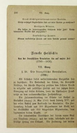 Neueste Geschichte. Von der französischen Revolution bis auf unsere Zeit (1789-1876)