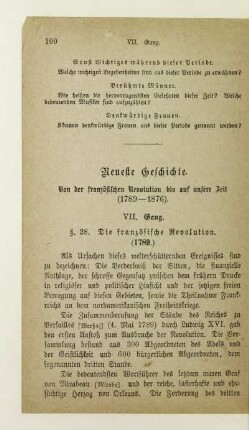 Neueste Geschichte. Von der französischen Revolution bis auf unsere Zeit (1789-1876)