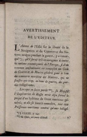 Avertissement De L'Editeur.