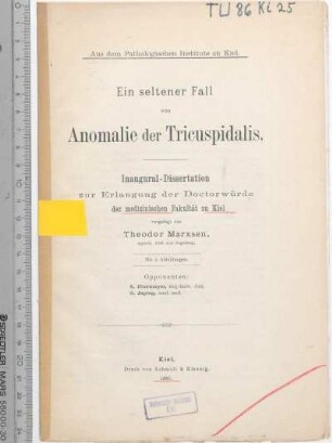Ein seltener Fall von Anomalie der Tricuspidalis