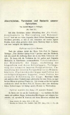Abnormitäten, Varietäten und Bastarde unserer Ophrydeen