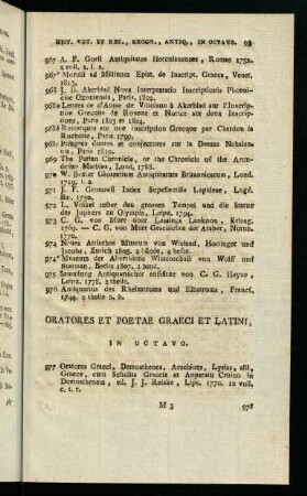 93-114, Oratores Et Poetae Graeci Et Latini, In Octavo.