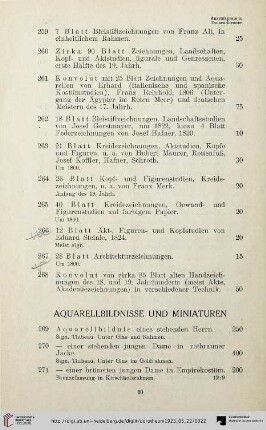 Aquarellbildnisse und Miniaturen (Nr. 269-279)