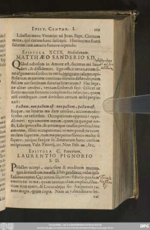 Epistola XCIX. Mediolanum. Matthaeo Sanderio S. D.