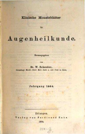 Klinische Monatsblätter für Augenheilkunde. 2, 2. 1864