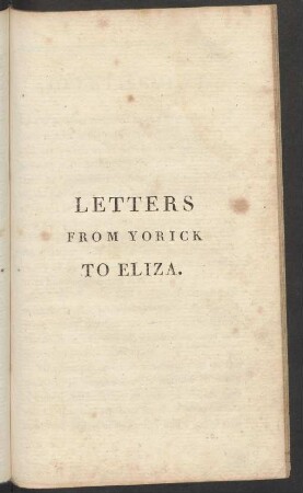 Letters From Yorick To Eliza