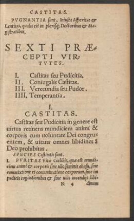 I. Castitas.