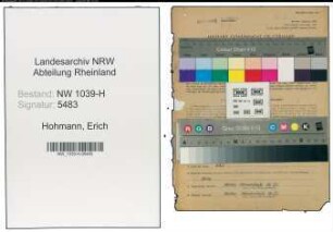 Entnazifizierung Erich Hohmann , geb. 22.06.1900 (Gasmeister)
