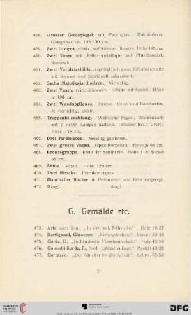 G. Gemälde etc. (Nr. 473-498)