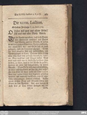 Die XLVIII. Lection. Gehalten Freytags d. 29. Junii 1725.