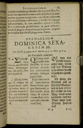Evangelium Dominica Sexagesimæ.
