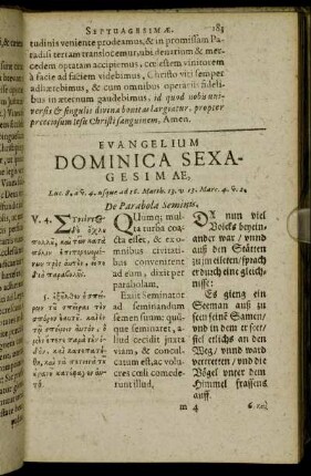 Evangelium Dominica Sexagesimæ.