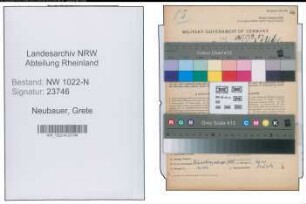 Entnazifizierung Grete Neubauer , geb. 18.03.1906 (Krankenschwester)