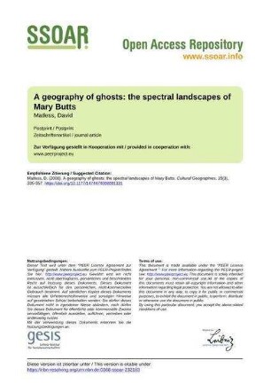 A geography of ghosts: the spectral landscapes of Mary Butts