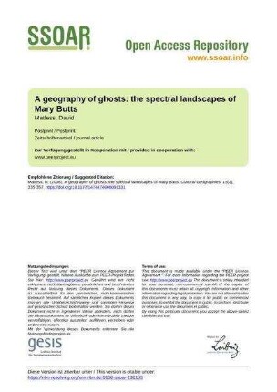 A geography of ghosts: the spectral landscapes of Mary Butts