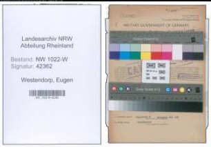 Entnazifizierung Eugen Westendorp , geb. 14.09.1876 ()