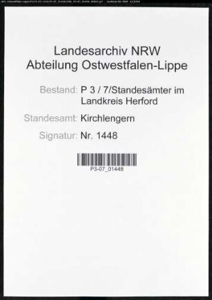 Sterberegister Standesamt Kirchlengern