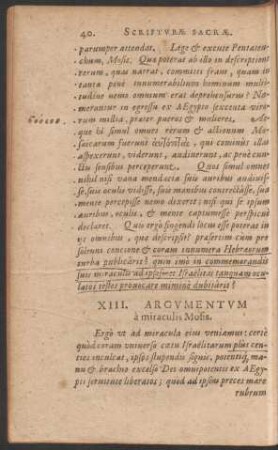 XIII. Argumentum a miraculis Mosis.