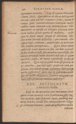XIII. Argumentum a miraculis Mosis.