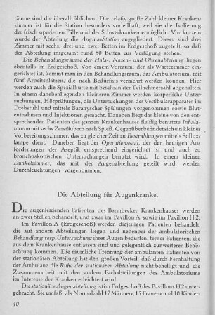 Die Abteilung für Augenkranke.