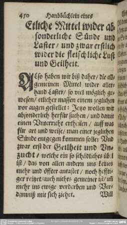 Etliche Mittel wider absonderliche Sünde und Laster, und zwar erstlich wider die fleischliche Lust und Geilheit
