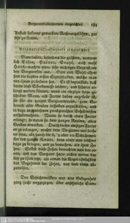 Bergmaterialienfactorie eingerichtet