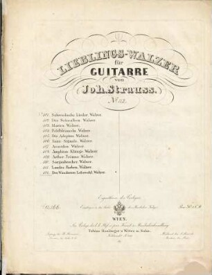 Lieblings-Walzer für Guitarre, 112. Des Wanderers Lebewohl : Walzer, 237tes Werk