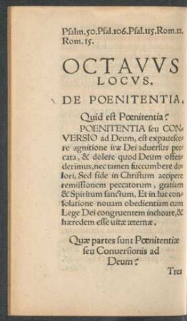 Octavus Locus. De Poenitaentia.