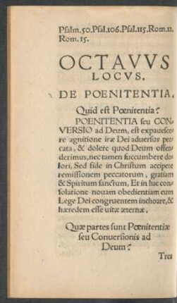 Octavus Locus. De Poenitaentia.