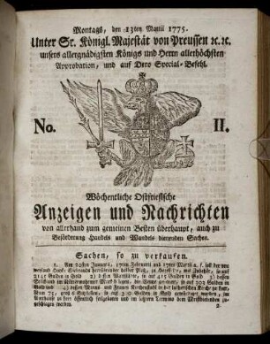 No. 11. Montags, den 13ten Martii 1775