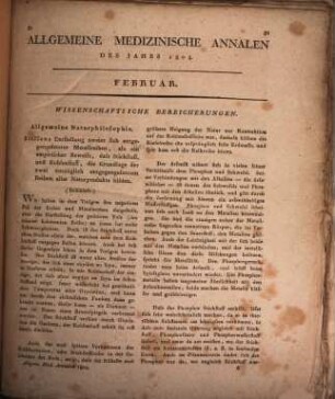 Allgemeine medizinische Annalen des neunzehnten Jahrhunderts. 1804