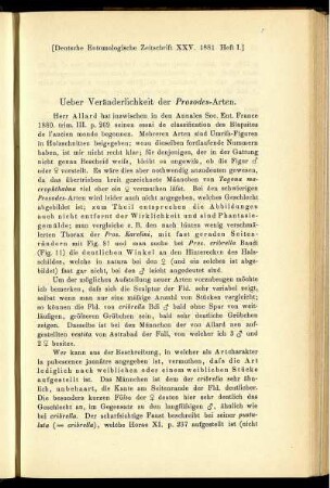 Ueber Veränderlichkeit der Prosodes-Arten.