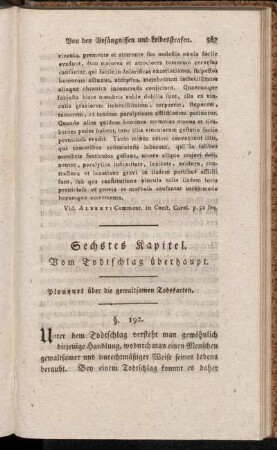 Sechstes Kapitel. Vom Todtschlag überhaupt.
