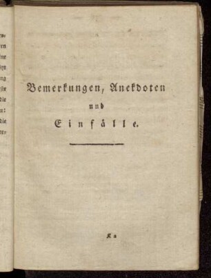 Bemerkungen, Anekdoten und Einfälle