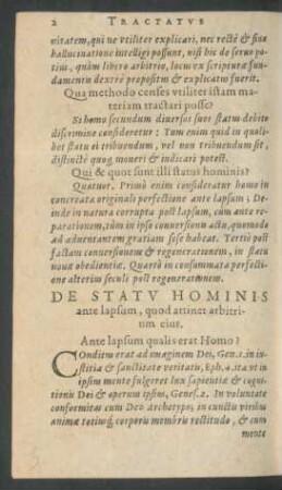 De Statu Hominis ante lapsum, quod attinet arbitrium eius.