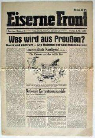 Wochenzeitung der Eisernen Front zur Lage nach der Landtagswahl in Preußen im April 1932