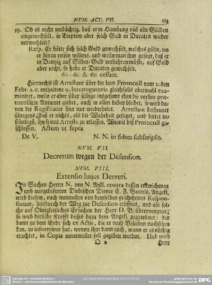 Num. VIII. Extensio hujus Decreti