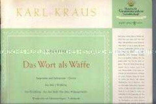 Epigramme, Aphorismen und Glossen zum Ersten Weltkrieg
