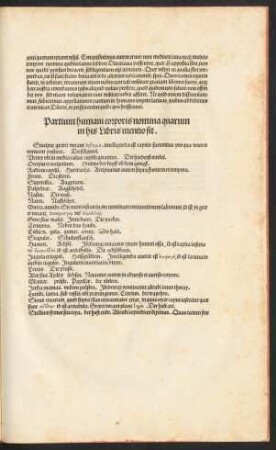 Partium humani corporis nomina quarum in his Libris mentio fit.