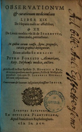 Observationum & curationum medicinalium libri ..., 19/20