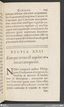 Regula XXXI. Eum qui certus est amplius certiorari non oportet