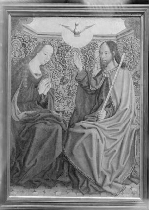 Predella mit Christus, Maria und den Aposteln — Christus und Maria in der Herrlichkeit / Maria und der Auferstandene