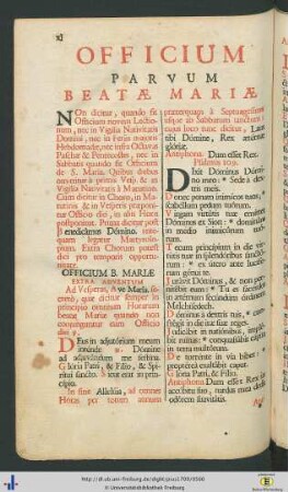 Officium Parvum Beatae Mariae.