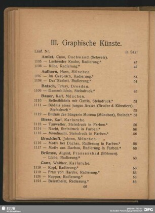 III. Graphische Künste