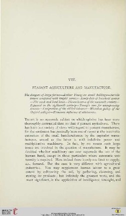 VIII. Peasant agriculture and manufacture