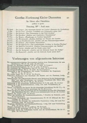 Vorlesungen von allgemeinem Interesse