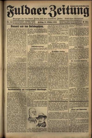 Ausgabe vom Freitag, den 18. Oktober 1929.