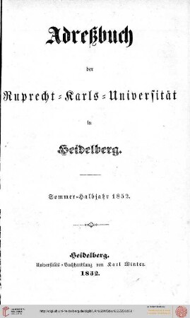 Sommersemester 1852
